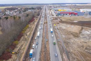 Viaduko statybos A1 kelyje prie Giraitės