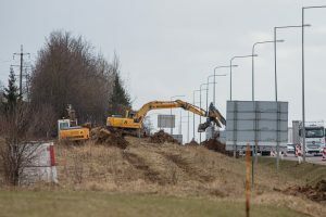 Viaduko statybos A1 kelyje prie Giraitės