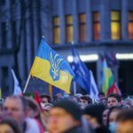 Ukrainos palaikymo akcija Vienybės aikštėje