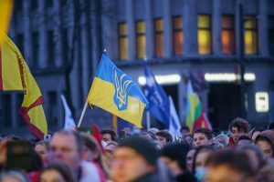 Ukrainos palaikymo akcija Vienybės aikštėje