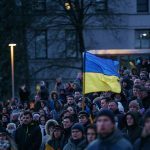 Ukrainos palaikymo akcija Vienybės aikštėje