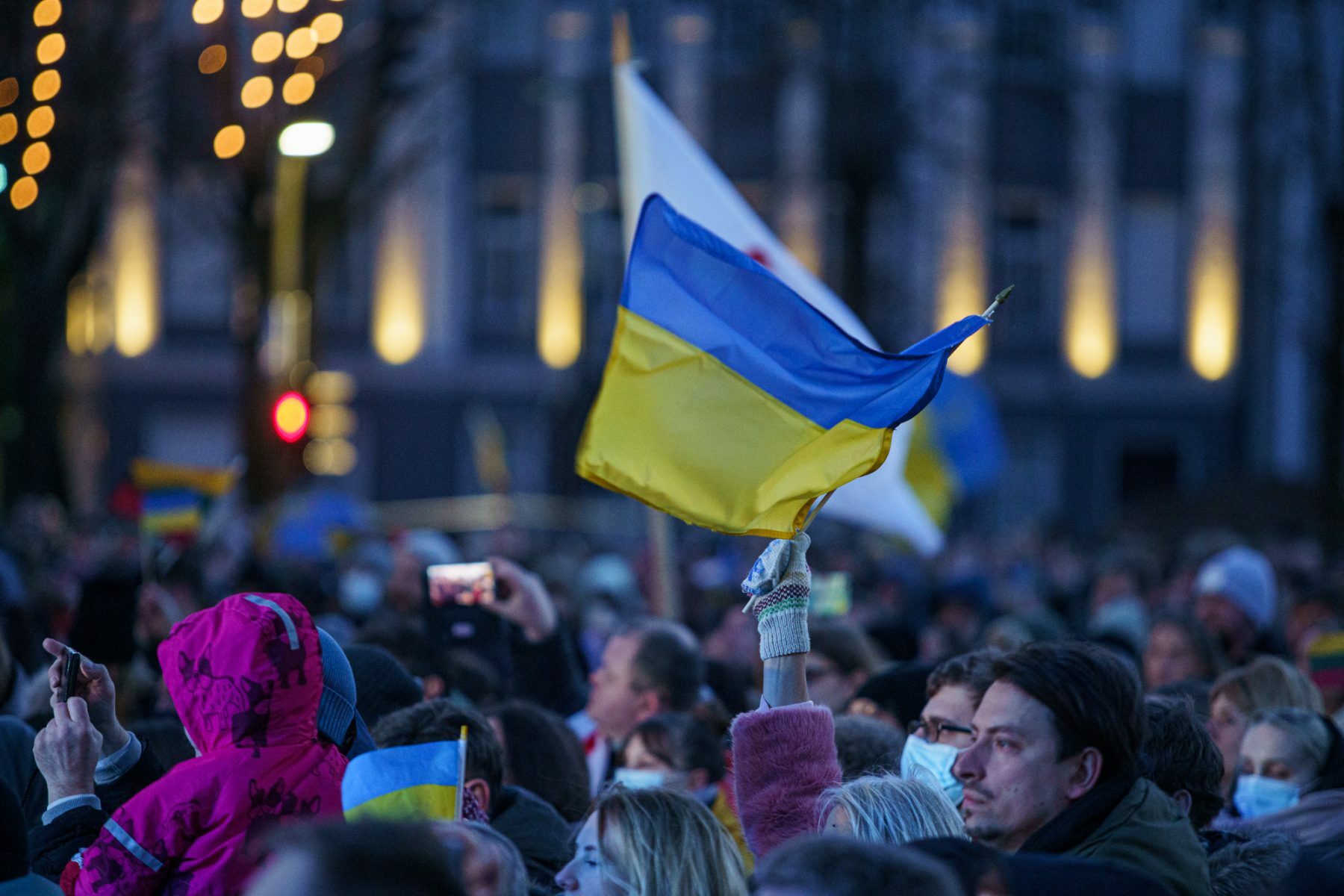 Ukrainos palaikymo akcija Vienybės aikštėje
