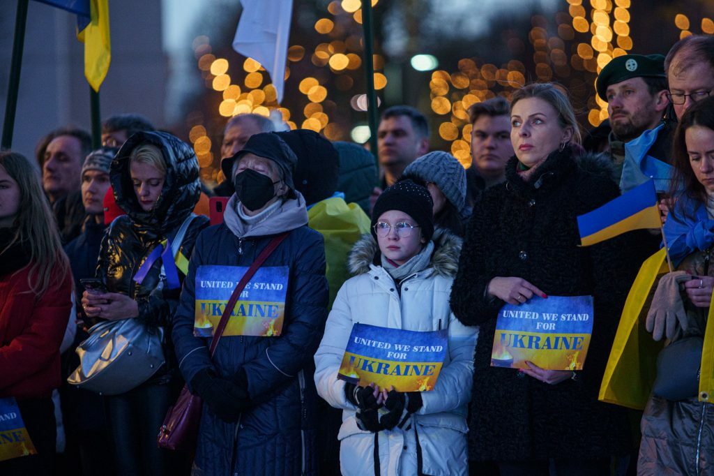 Ukrainos palaikymo akcija Vienybės aikštėje